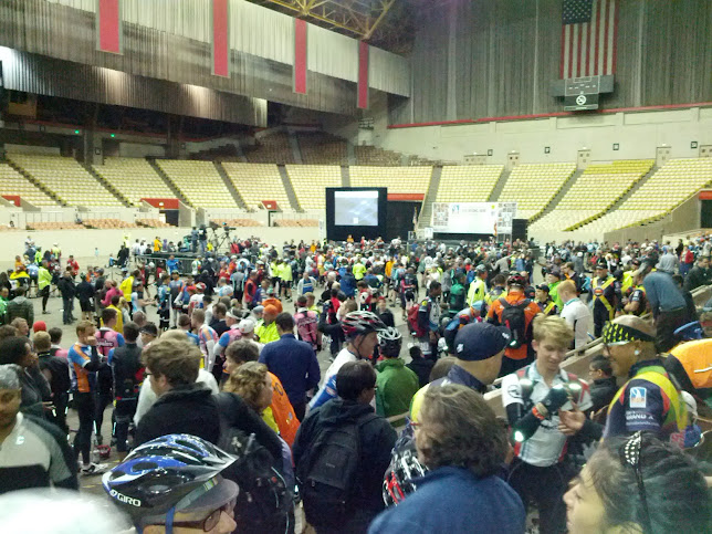 Inside the Cow Palace before the ride out